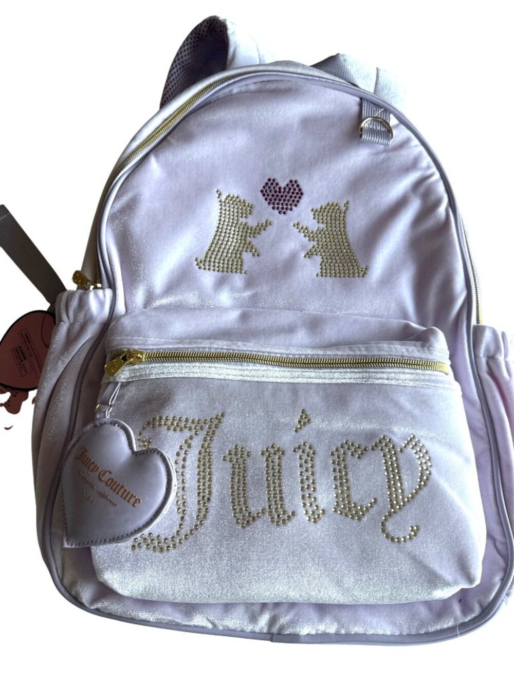 NWT Juicy Couture Kids Lavender Lilac Velvet Backpack Scottie Dog Rhinestones